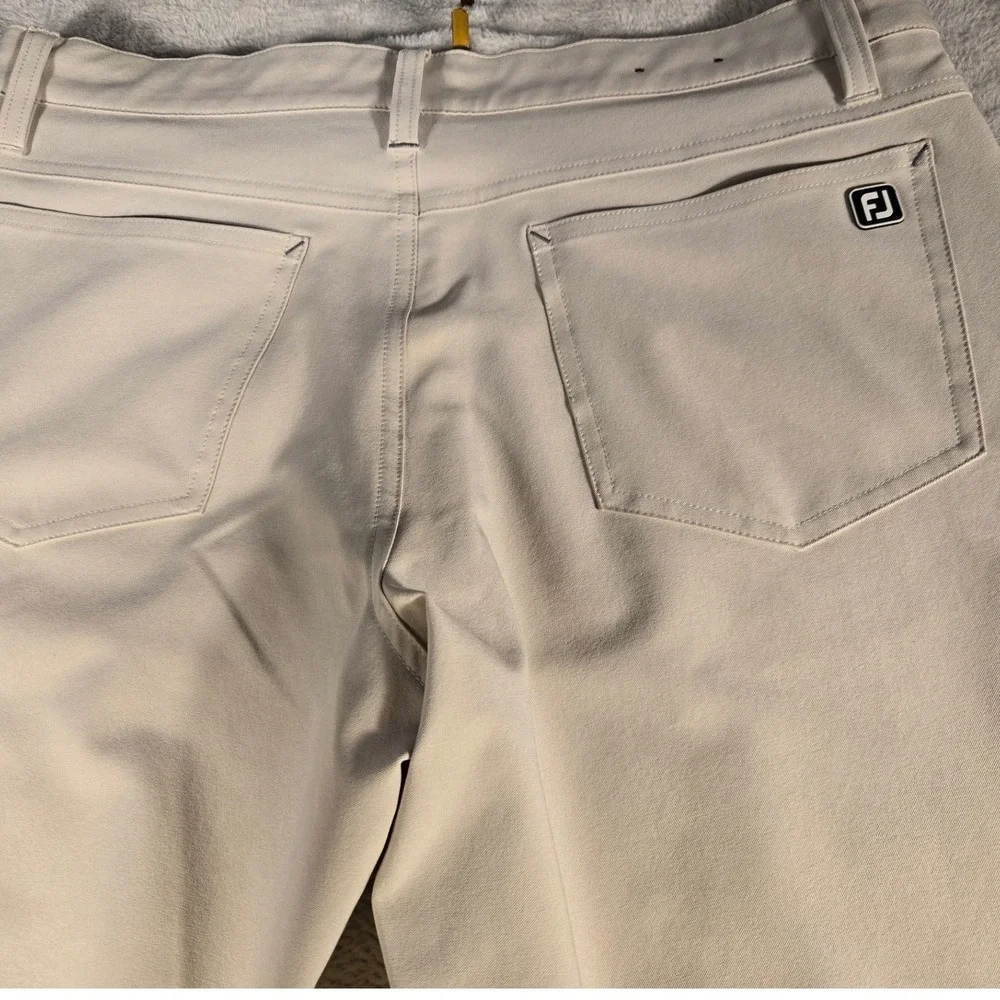 FootJoy Mens Athletic Fit Golf Pants Beige Stone 5-Pocket Performance 35x30